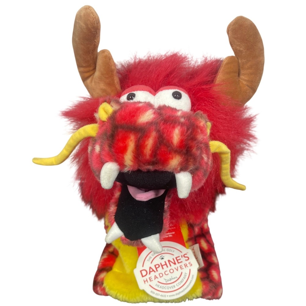 Daphne's Headcovers Red Dragon Golf Club Driver Cover Plush Animal Red Yellow